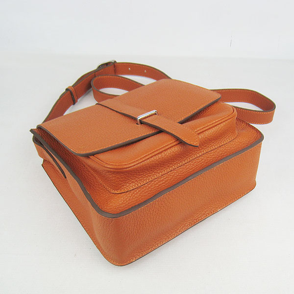 7A Hermes Togo Leather Messenger Bag Orange h2811 Replica - Click Image to Close